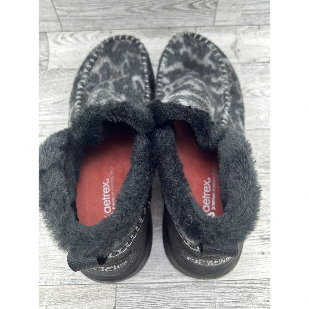 Hey Dude Denny Marble Leopard Grey Black Faux Fur‎ Lined Ankle Boots Women Sz 10